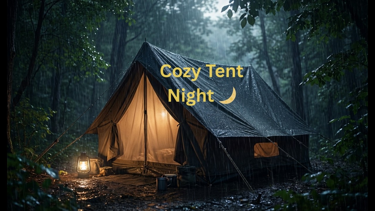 Cozy Night Rain on Tent 🌧️ 1 Hour Deep Sleep Sounds HD 1080p