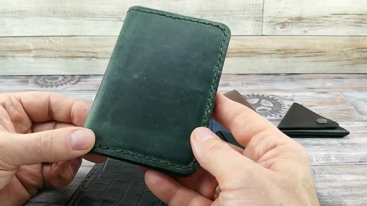 Slim Portfel Męski Ręcznie Szyty Z Naturalnej Sk&oacute;ry + Bilon&oacute;wka Rożek