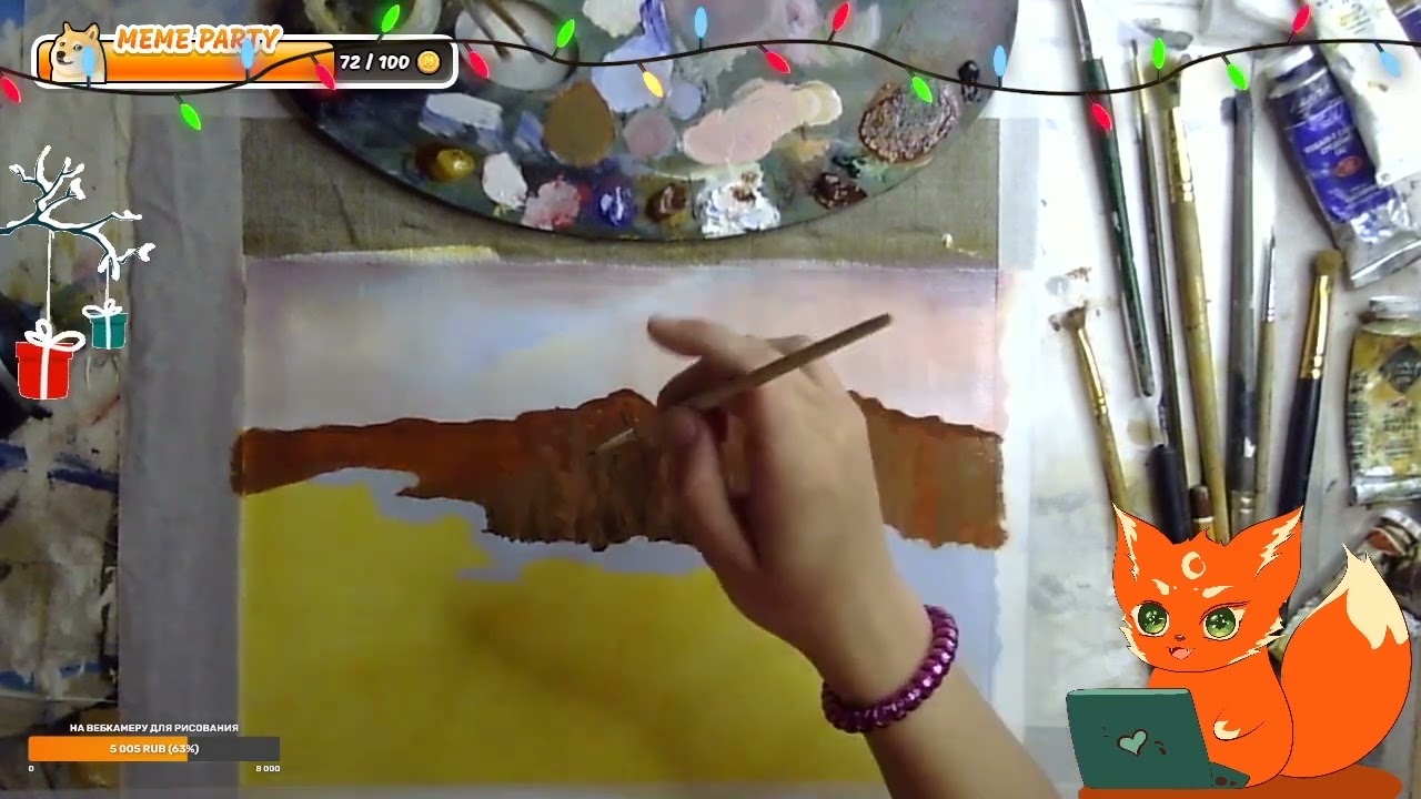Фокси рисует зимние пейзажи с:  #artstream #artstream #livepainting #art #highlights