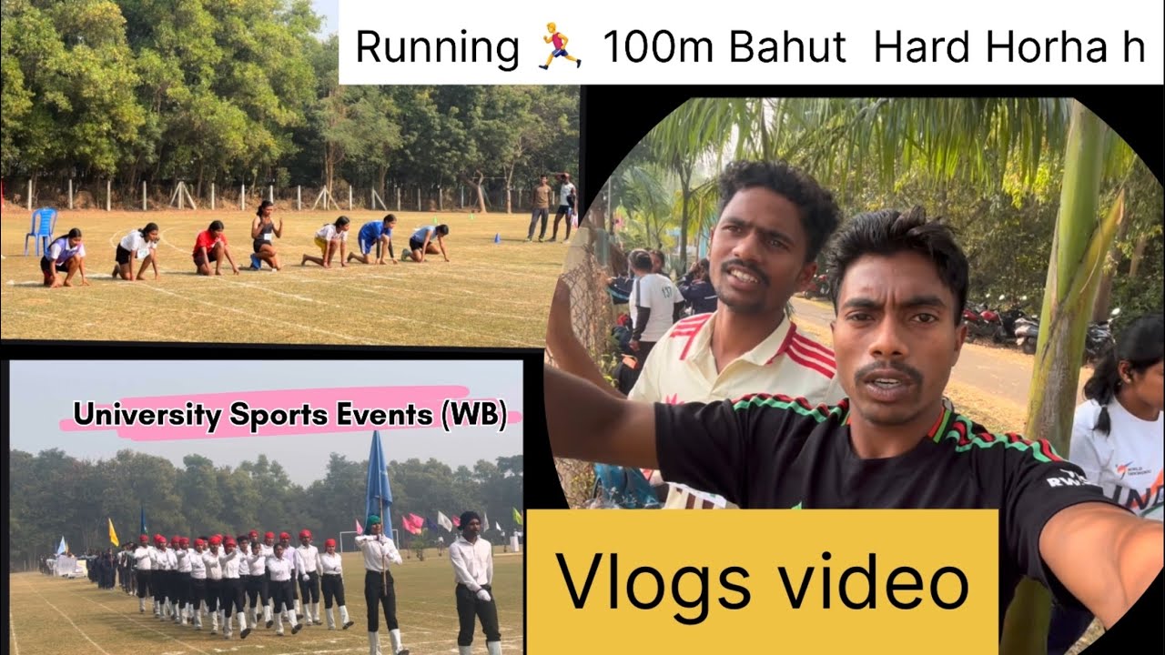100m Running 🏃‍♂️ Bahut acha Huwa 💯West Bangal University Events kaise hota h #parimolbbro #vlogs 