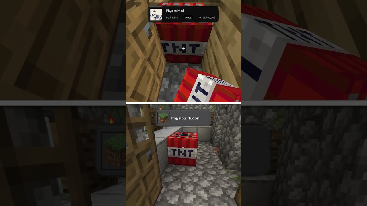 Minecraft Physics: Physics Addon 1.4 (Bedrock) vs Physics Mod (Java)