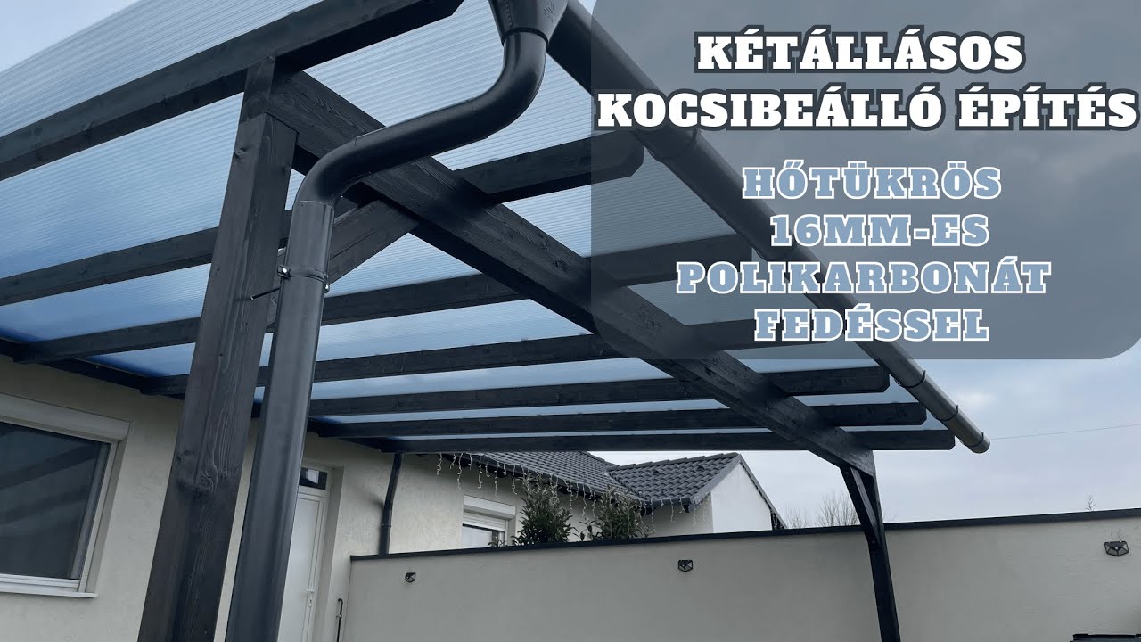Kétállásos kocsibeálló - 16mm-es POLIKARBONÁT fedéssel