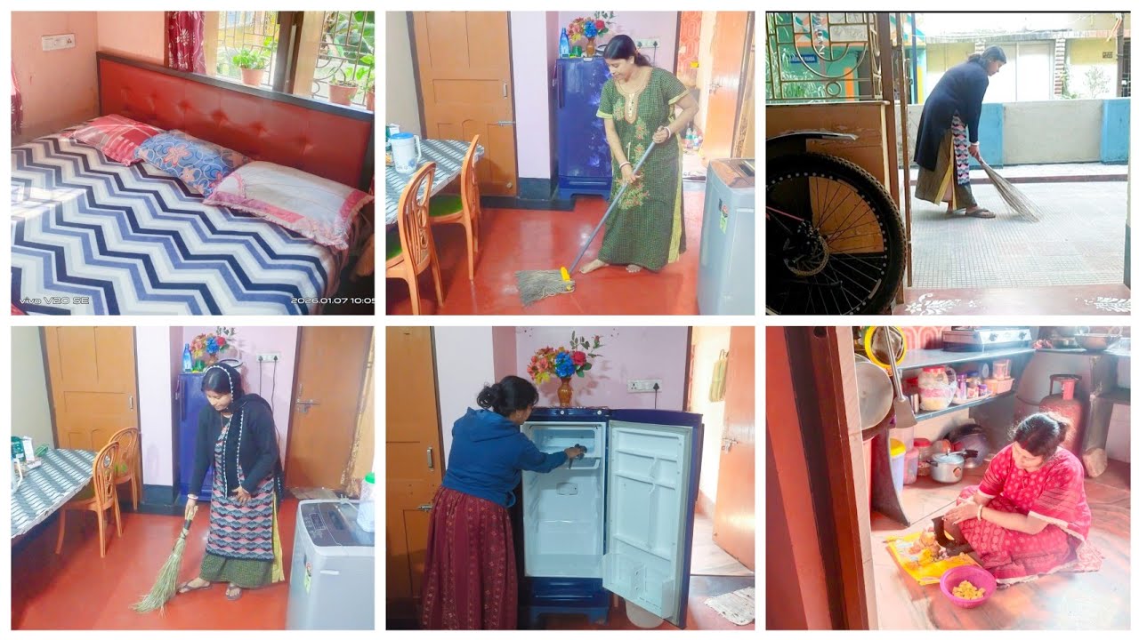 🏡 সকাল ৬টা থেকে সংসারের বাশি কাজ+পূজো+রান্না একা হাতে ✅ করলাম|