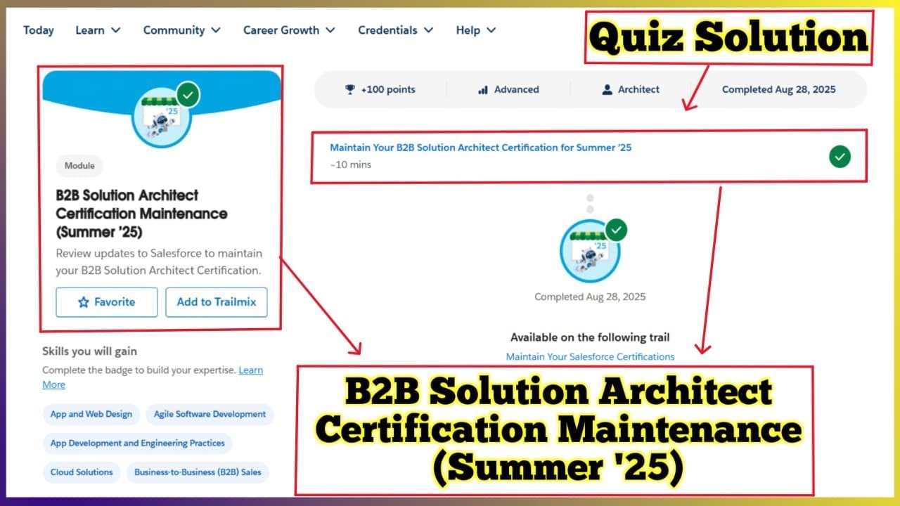 B2B Solution Architect Certification Maintenance Summer &rsquo;25 | Maintain Your B2B Solution Architect
