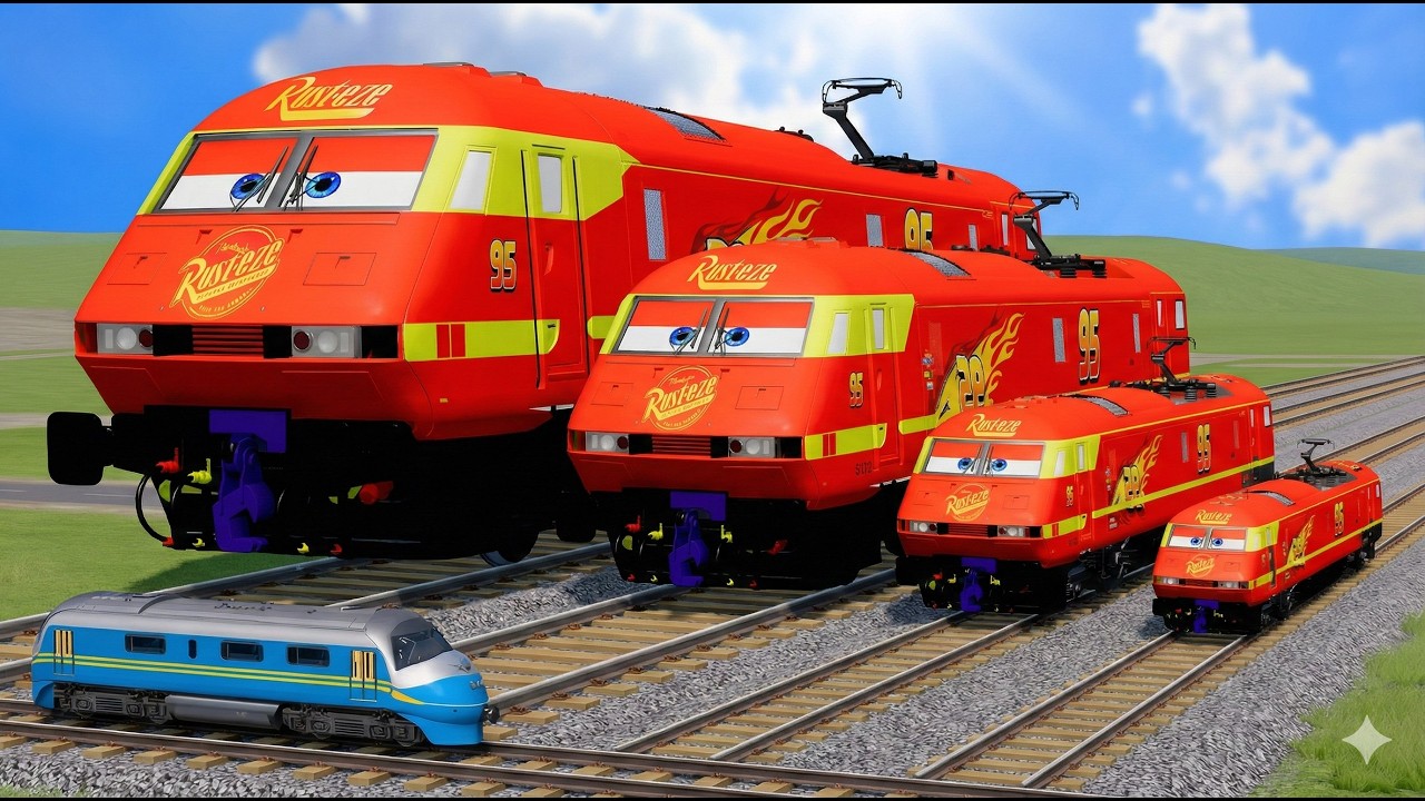 Big & Small Train Lightning Mcqueen vs Train Thomas BeamNgdrive