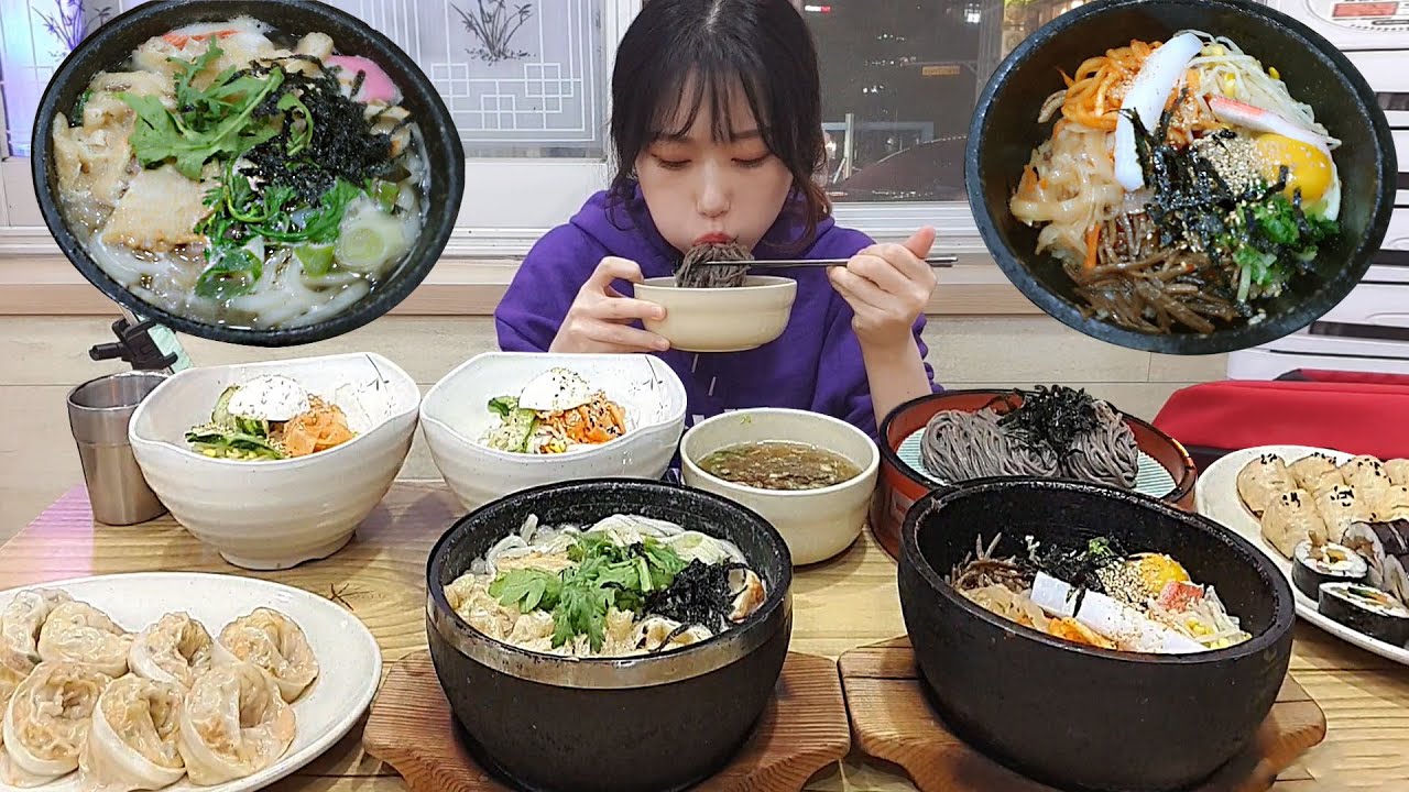창원맛집)돌우동 돌솥비빔밥 메밀국수 쫄면 비빔메밀 김치만두 유부초밥 김밥 먹방 :) 맛있군👍🏻 Korean food mukbang