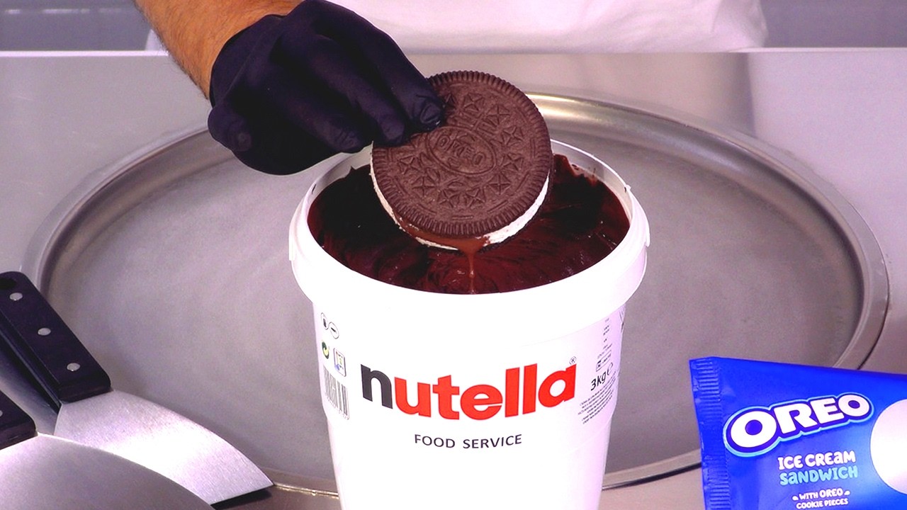 Giant Nutella & Oreo &mdash; Ice Cream Rolls | Satisfying Visual ASMR