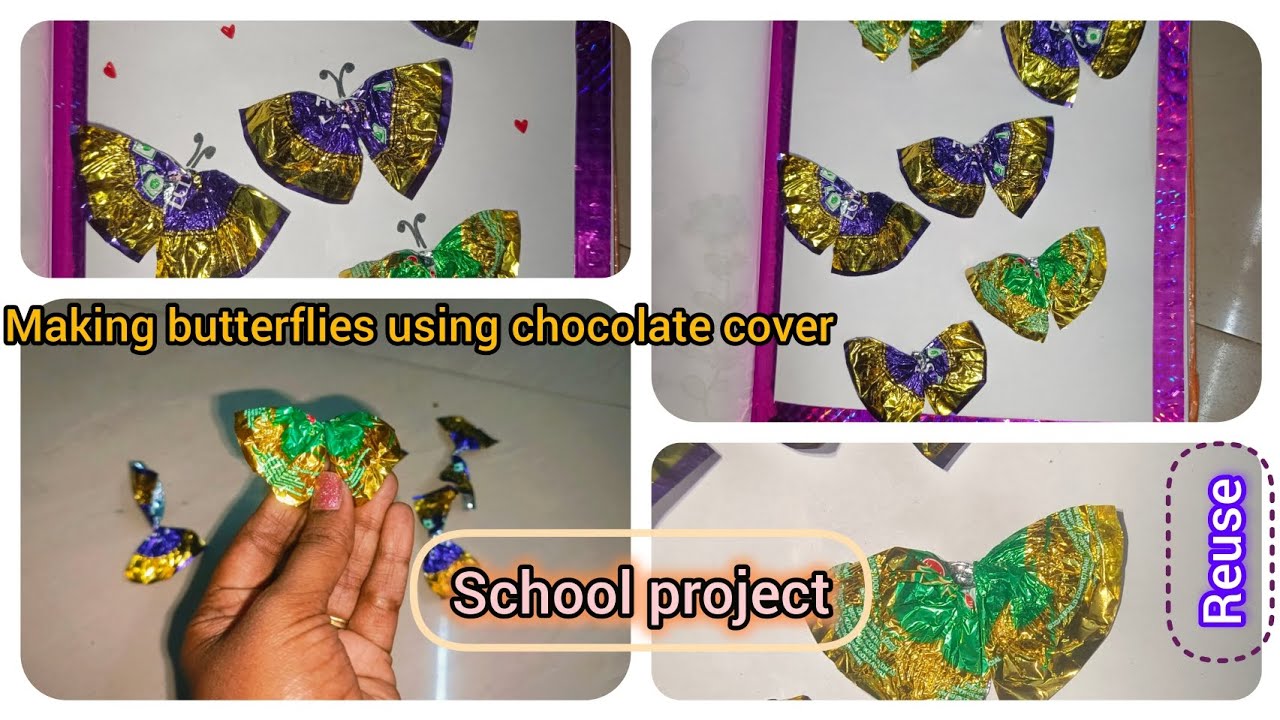Making butterflies using chocolate cover|school project|#trending #funny #craft #craftideas