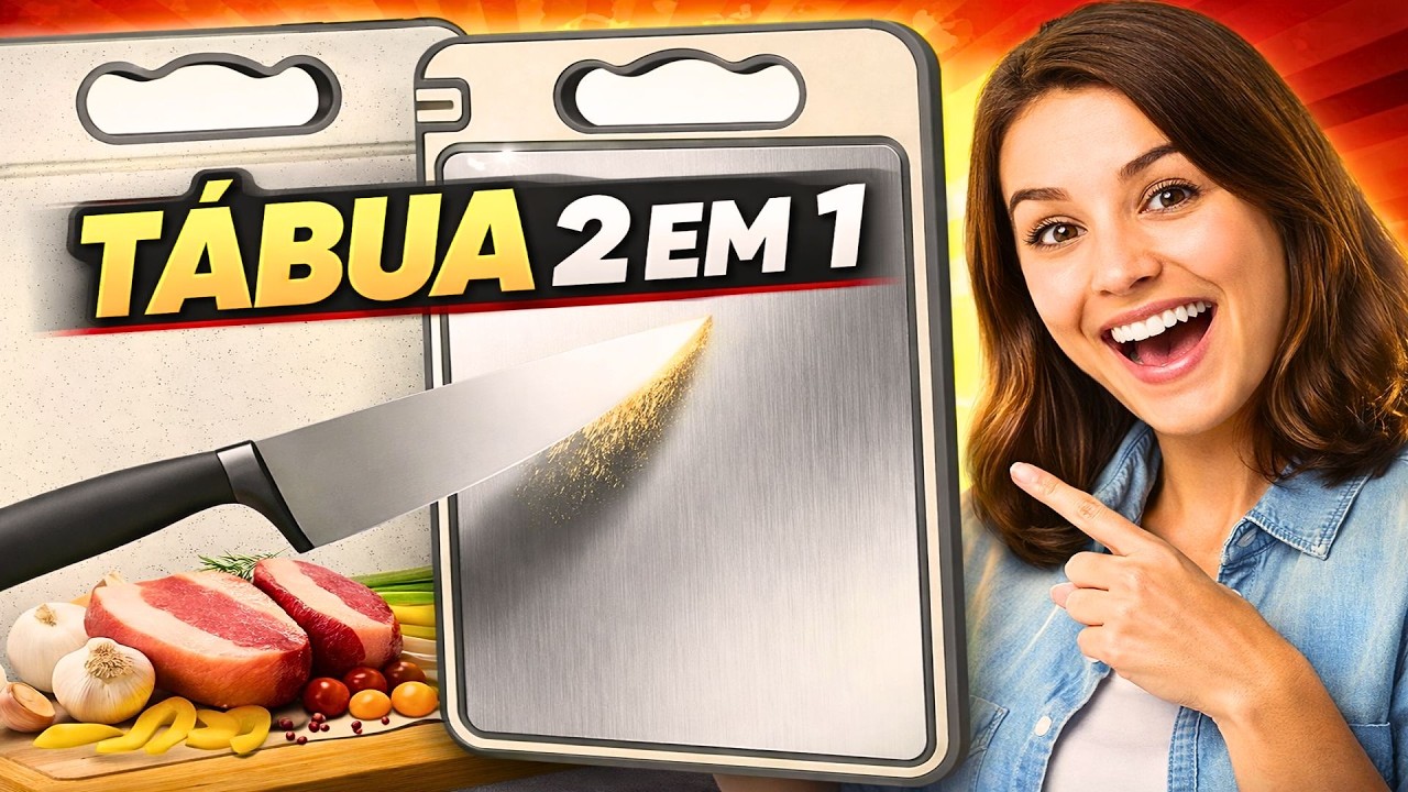 Tábua de Corte Dupla Face Inox e Palha de Trigo Profissional: O Achadinho Amazon Viral! 🥩✨