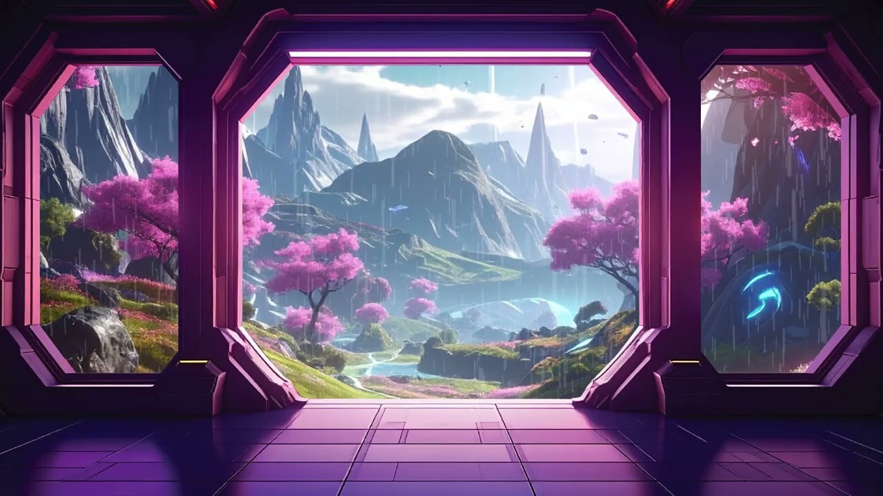 Cozy Spring Window & Blooming Landscape | Relaxing Fantasy Music for Study, Sleep, Focus