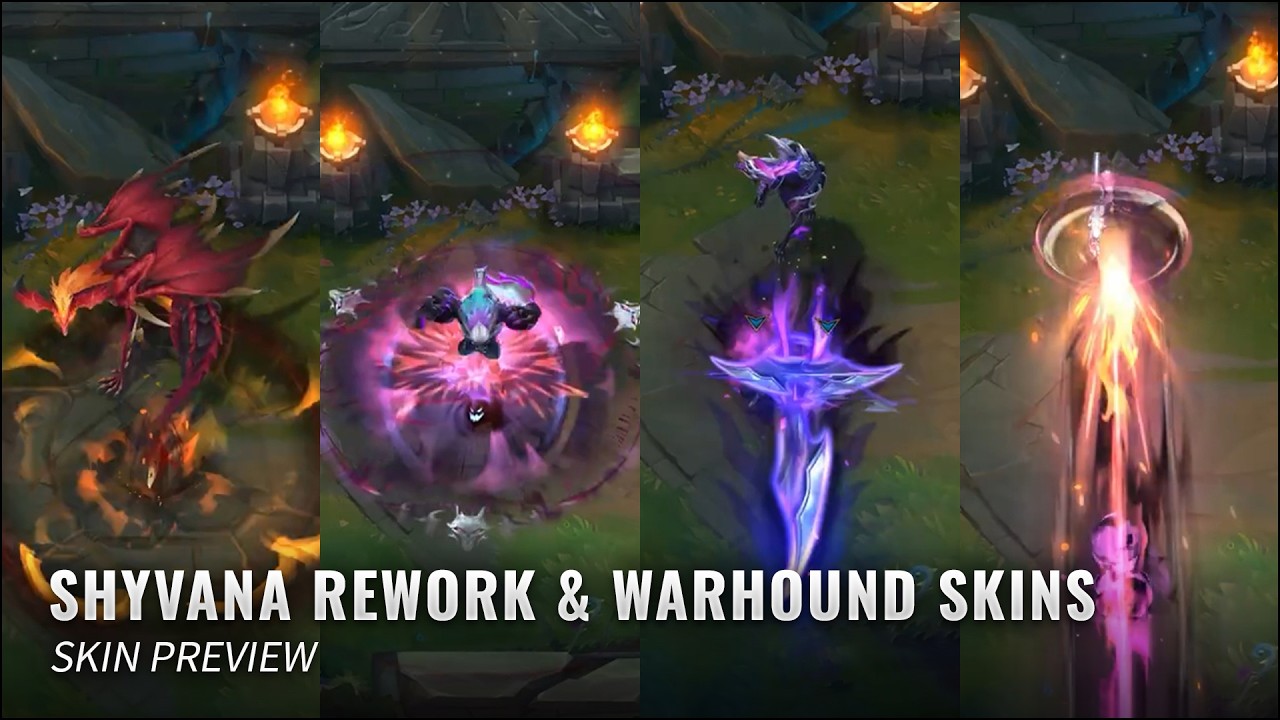 Shyvana Rework & Warhound Senna, Naafiri, Warwick – Skin Preview || League of Legends