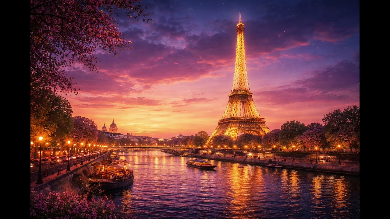 Eiffel Tower at Night | Relaxing Paris Light 4K TV Background Romantic Eiffel Tower Lights | Calm 4K