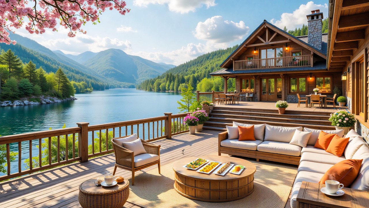 Sweet March Spring Morning at a Cozy Lakeside Porch🌺Relaxing Piano &Birdsinging for Calm & Focus