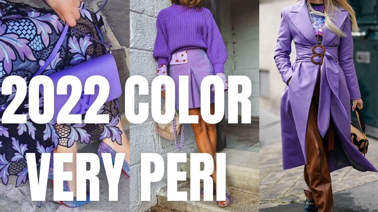 The Color of 2022 Very Peri. Periwinkle Fashion Color Trend and Style.