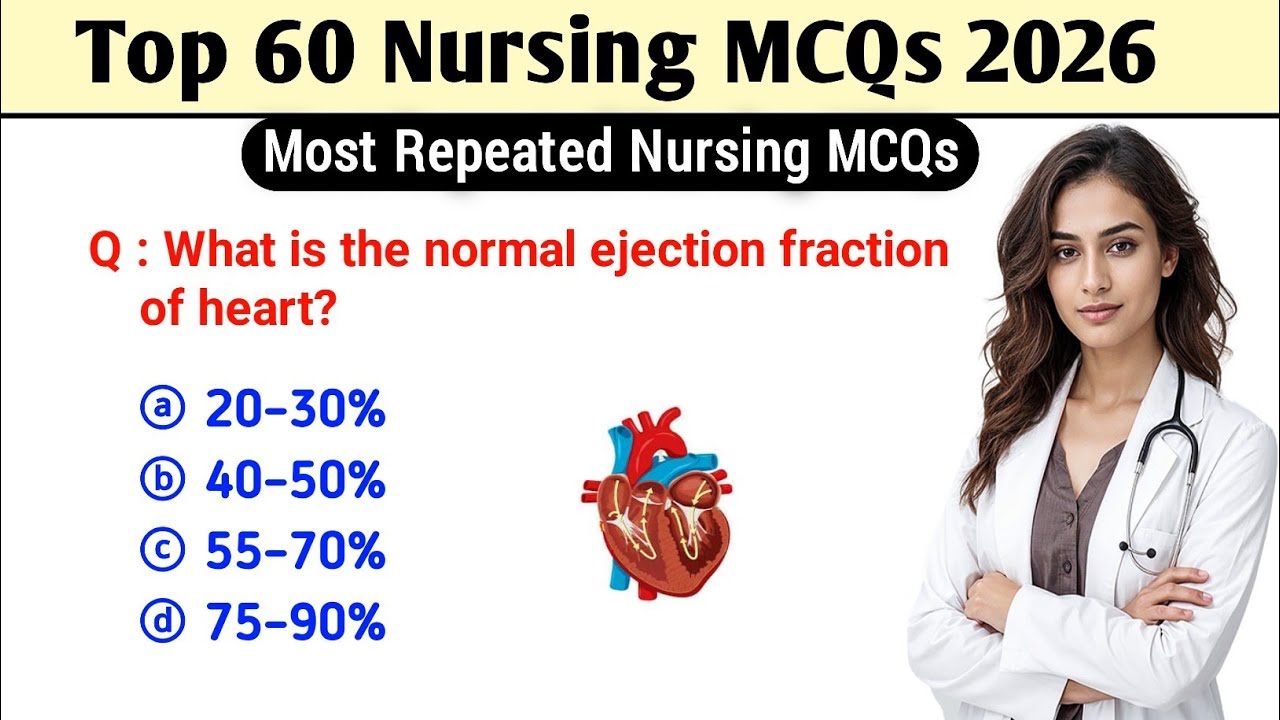 Top 60 Nursing MCQs | Important Nursing Questions | NORCET | NCLEX | RRB | HSSC | HNM