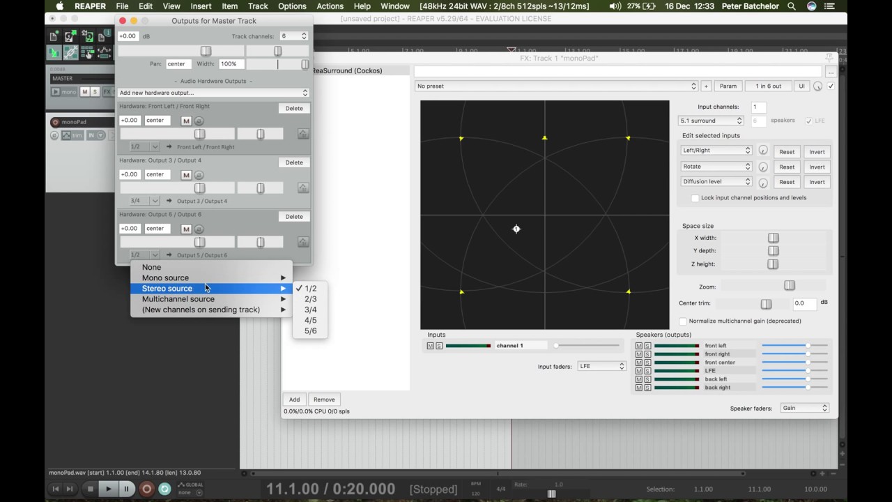 Multichannel in Reaper: introduction (2)
