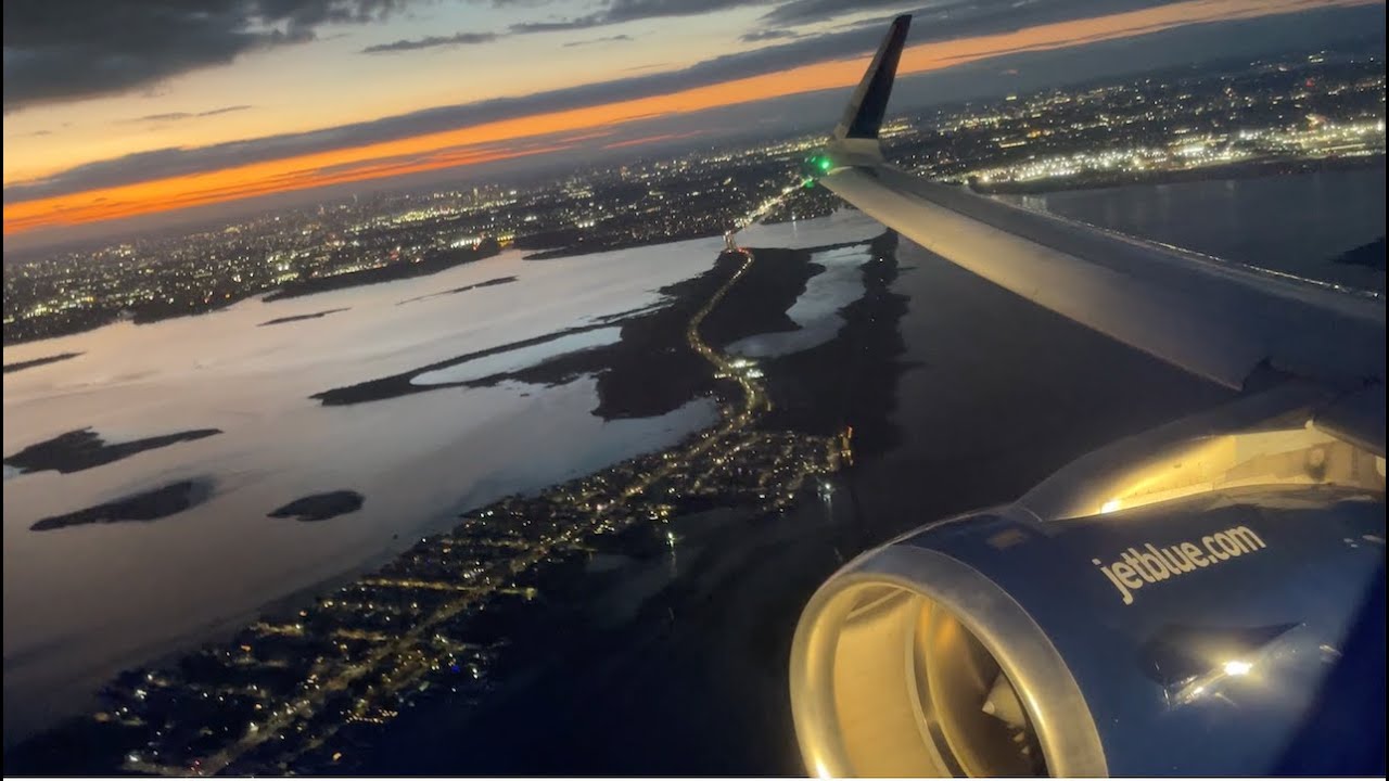 JetBlue Airbus A321-200 (Sharklets) Evening Takeoff from New York John F. Kennedy Int'l Airport