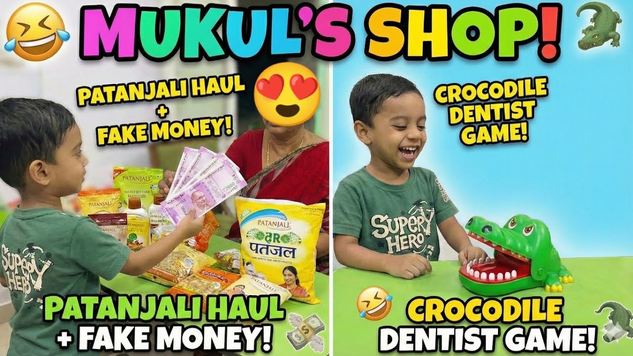 He Paid with FAKE MONEY! 😂 Toddler Patanjali Haul + Crocodile Dentist Challenge