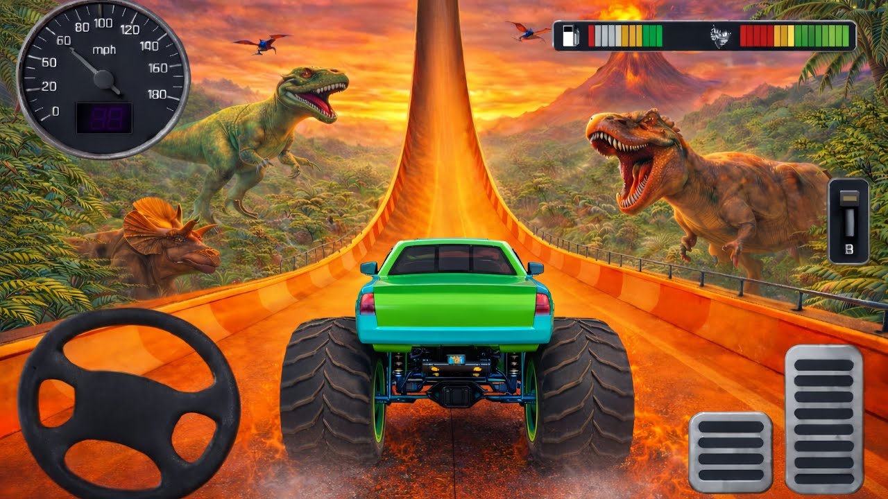 Ultimate Monster Truck Stunt: Small to Giant Cars vs. Giant Gameplay