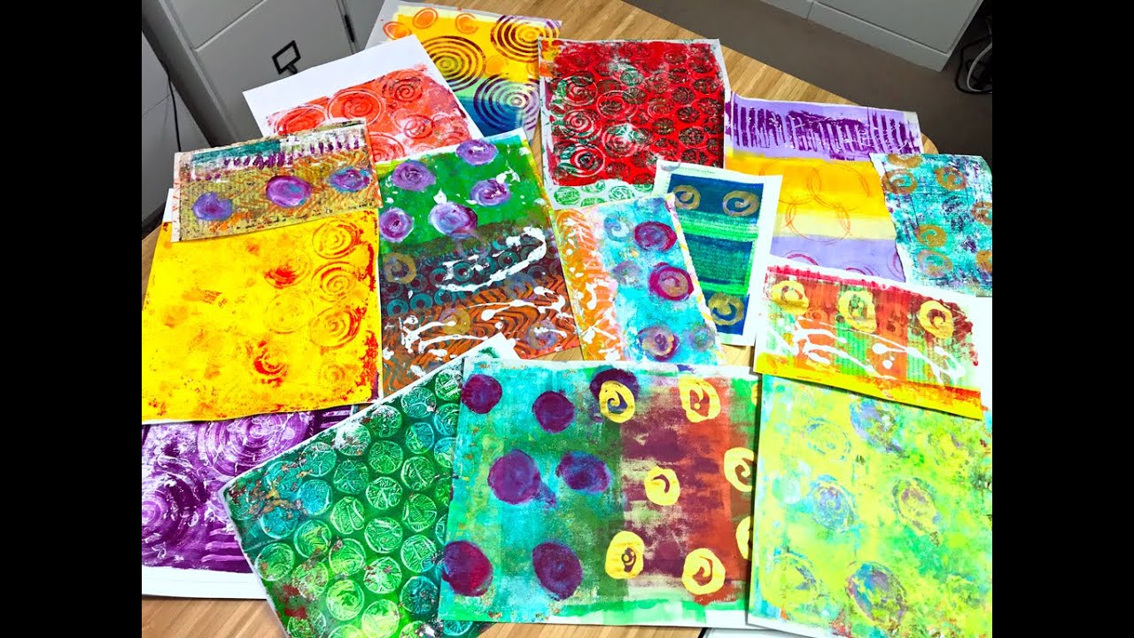 Making Gel Prints on Painted Papers