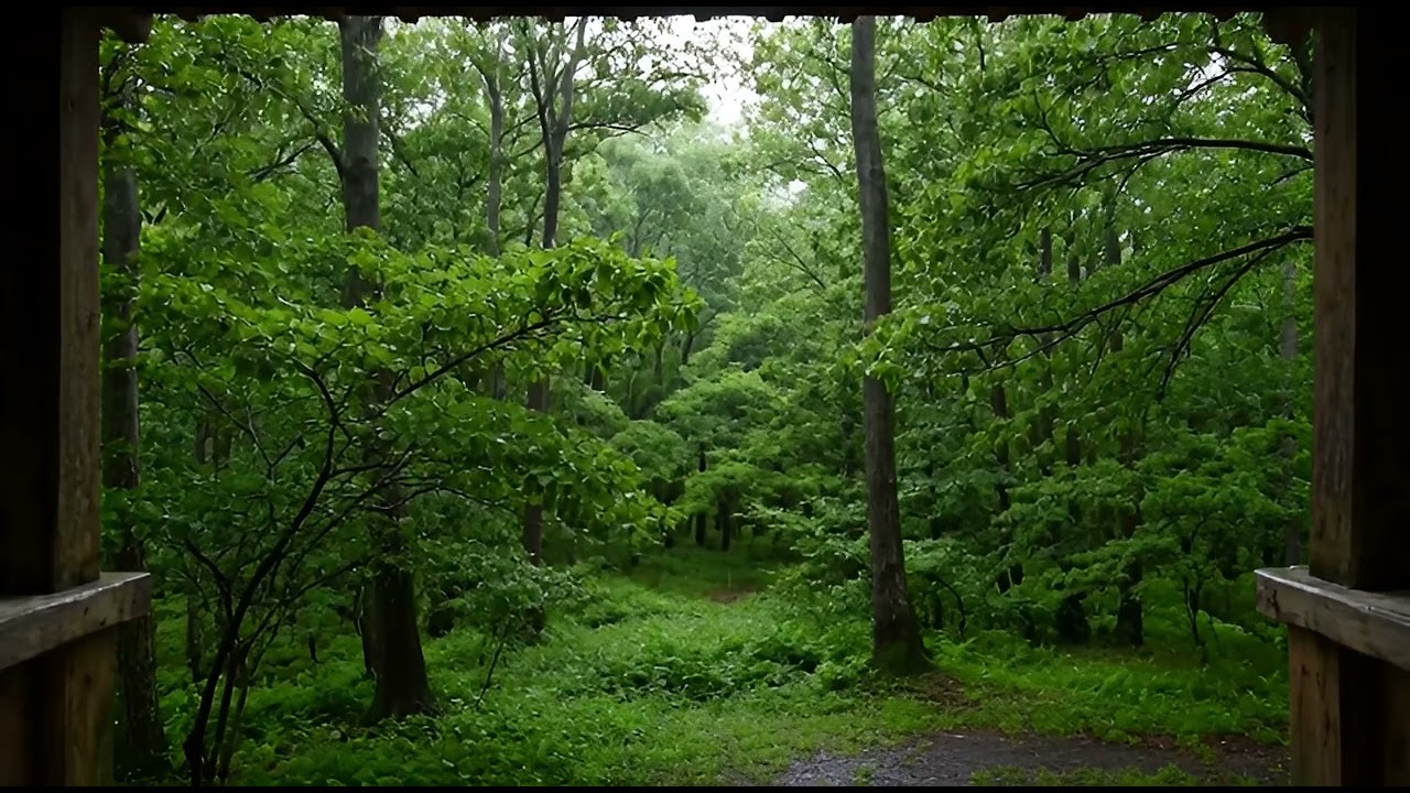 Heavy Rain in Wooden Cabin  Peaceful Night Sleep