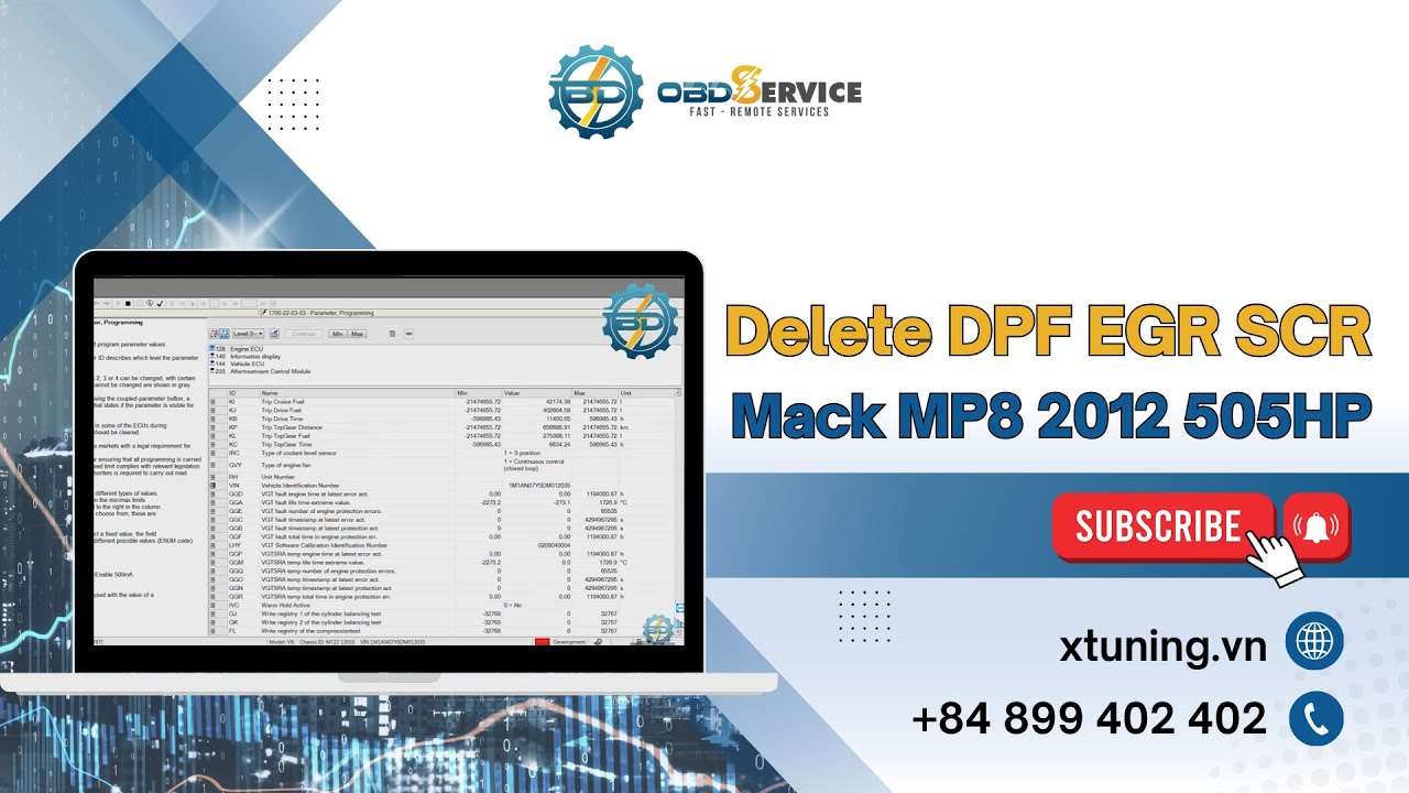 Delete DPF SCR EGR Mack MP8 2012 505HP | OBDService