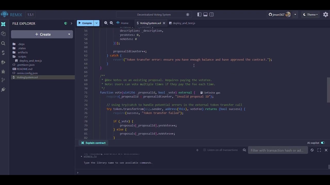 Decentralized Voting System - RemixIDE