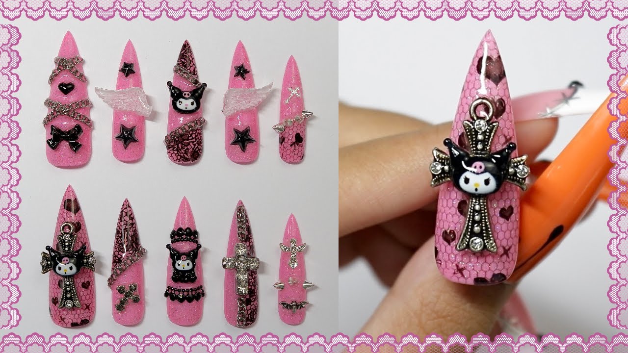 SCENE QUEEN KUROMI NAILS 🖤💕 3D Kuromi Press On Nails