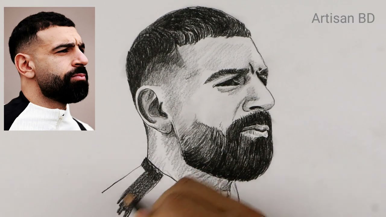 How to draw Mohamed Salah step by step | Easy Pencil Sketch Tutorial