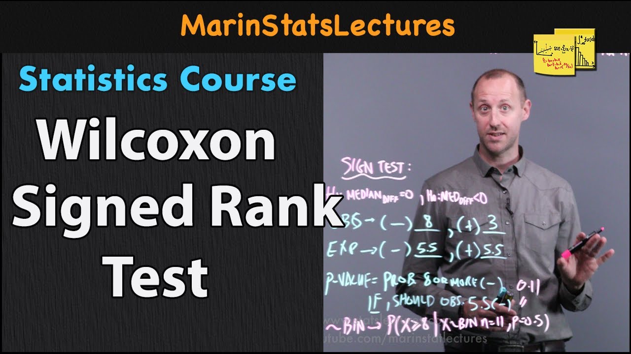 Wilcoxon Signed Rank Test | Statistics Tutorial #22 | MarinStatsLectures