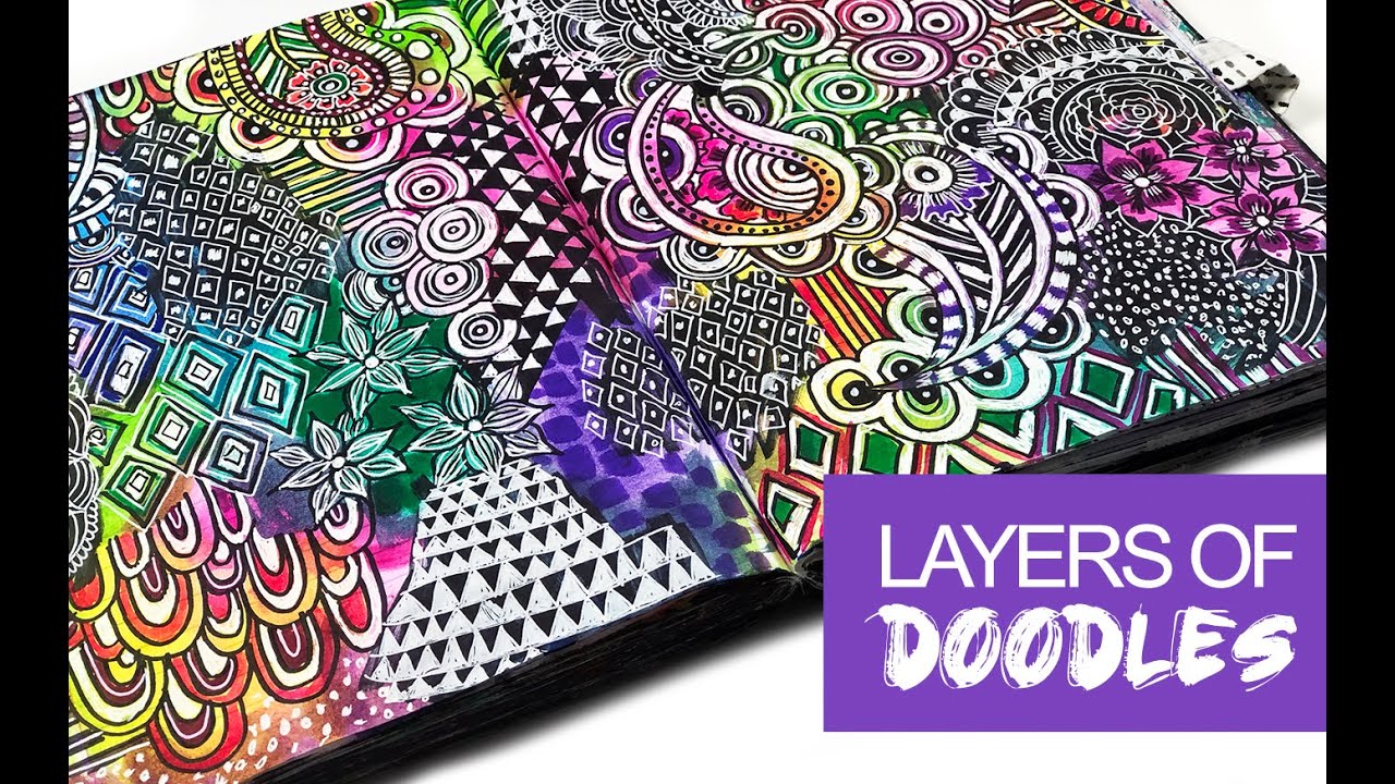 layers of doodles in my art journal