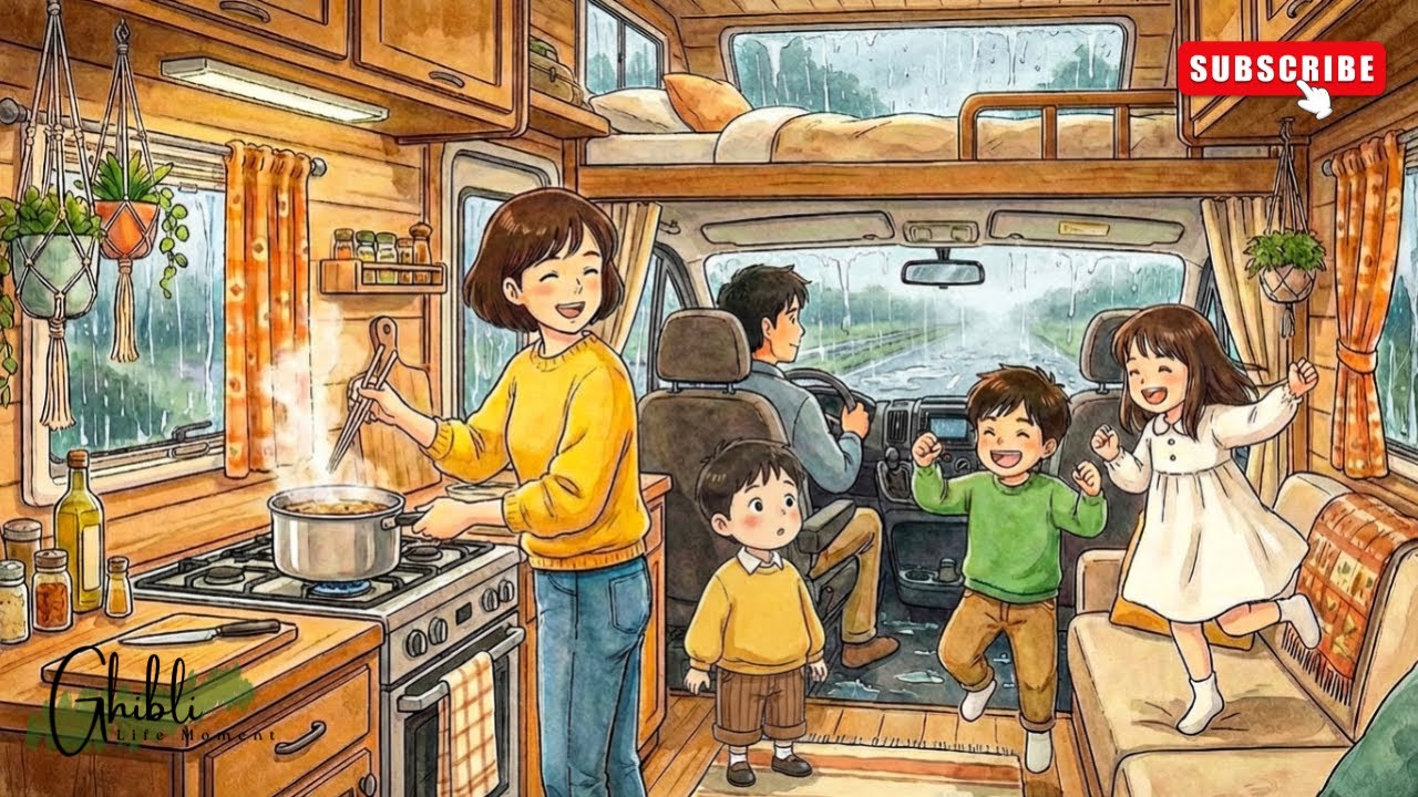 A Quiet Family Camping Trip in Forest Our Mobile Home | Cozy ASMR | Ghibli Life Moments