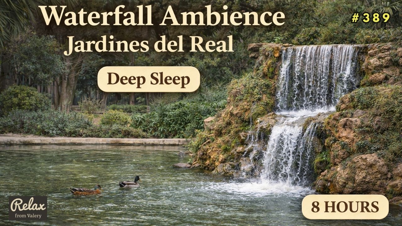 8 Hours Waterfall Ambience in Jardines del Real – Deep Sleep & Study