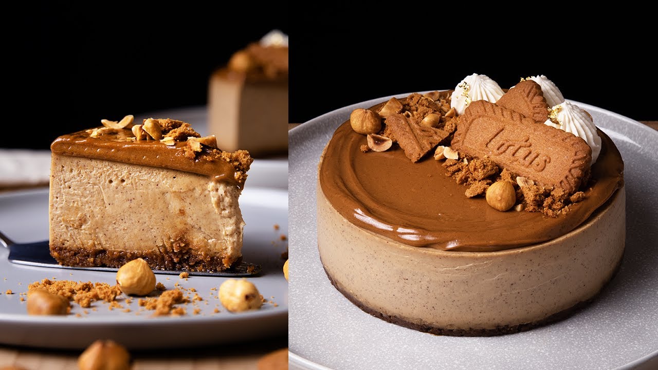 Biscoff Hazelnut Cheesecake with Homemade Biscoff Spread | Silent Baking, ASMR