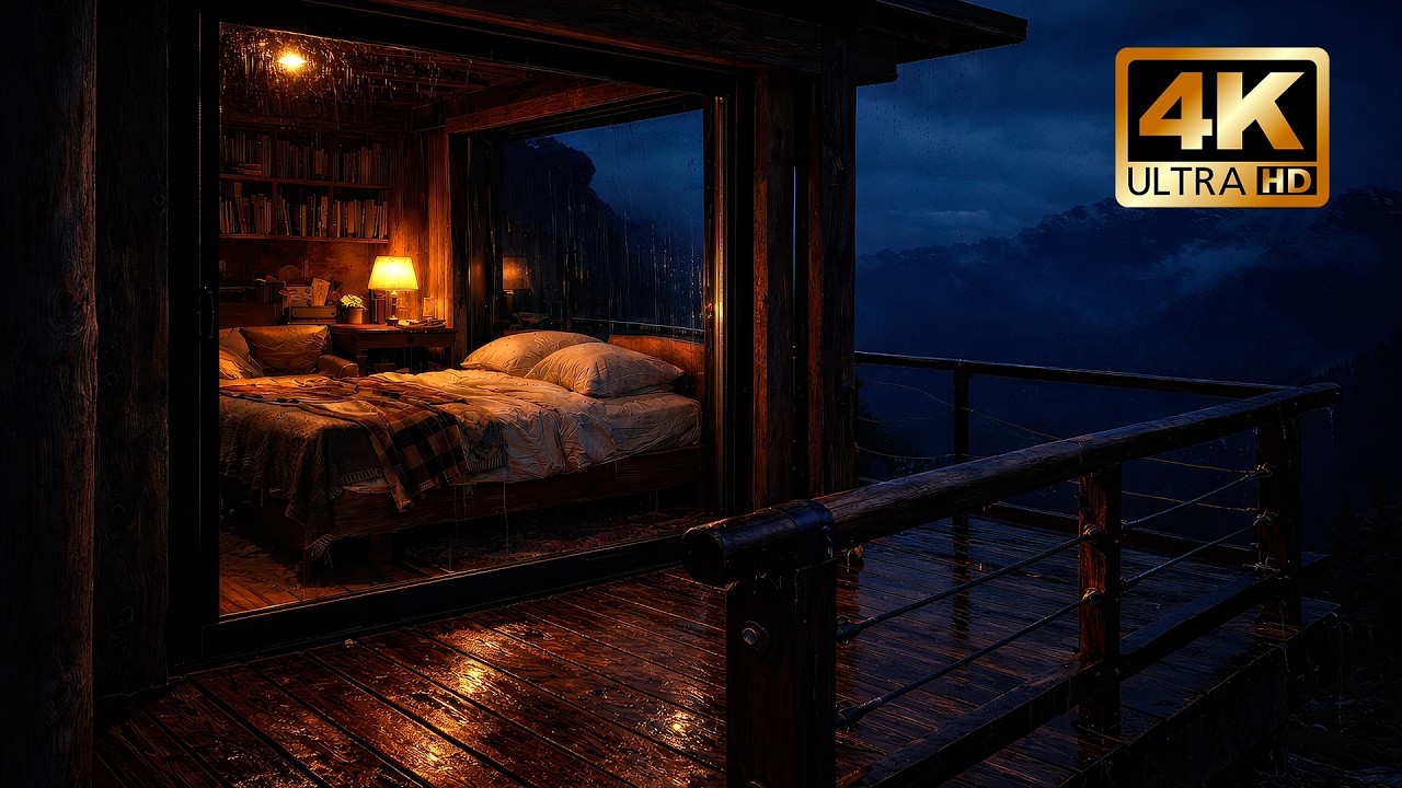 Endless Rain at an Isolated Alpine Cabin (No Ads) 4K