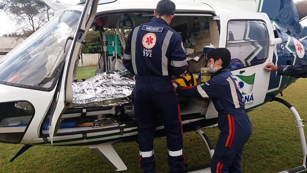 Transferência aérea vítima de AVC - Samu Santa Helena
