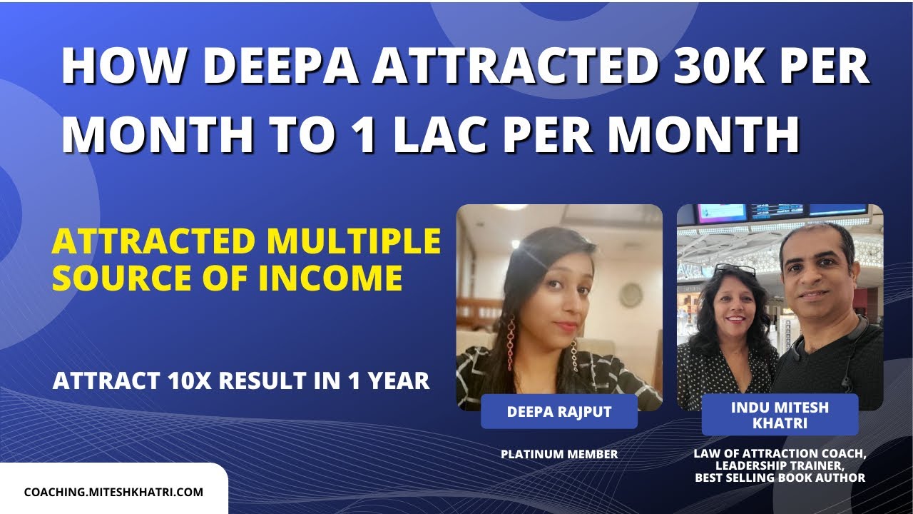 How Deepa Attracted 1 Lac Per Month & Created Multiple Source Of Income By Using LOA - Mitesh Khatri