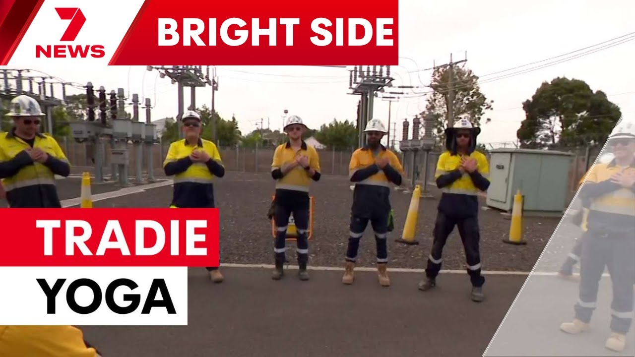 Construction workers find their inner zen with yoga sessions | 7NEWS