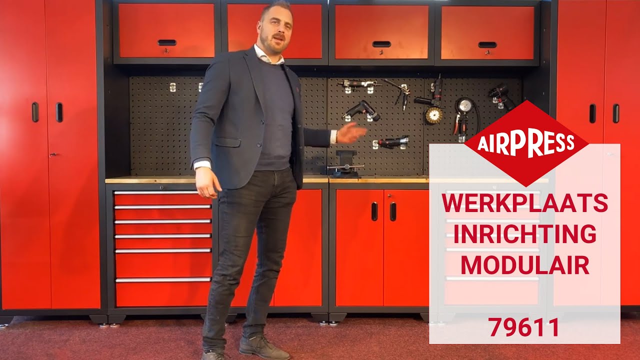Werkplaatsinrichting modulair 4 kasten 6 lades wandbord - 79611