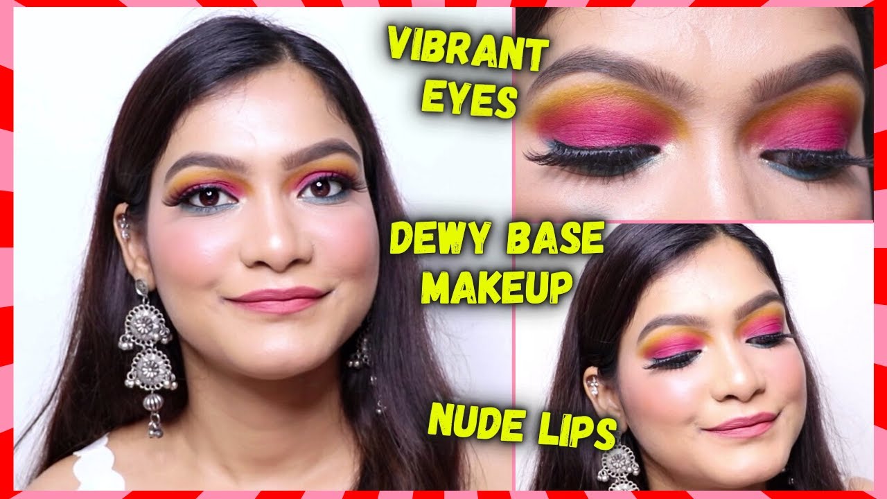 Soft & Dewy Makeup Tutorial | Vibrant Sunset Eye Makeup Look | Drugstore Affordable Glam Makeup
