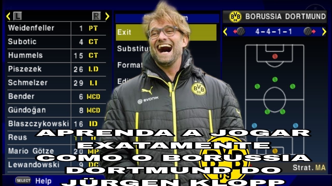 JÜRGEN KLOPP!! Aprenda a jogar exatamente como o Borussia Dortmund | PPSSPP
