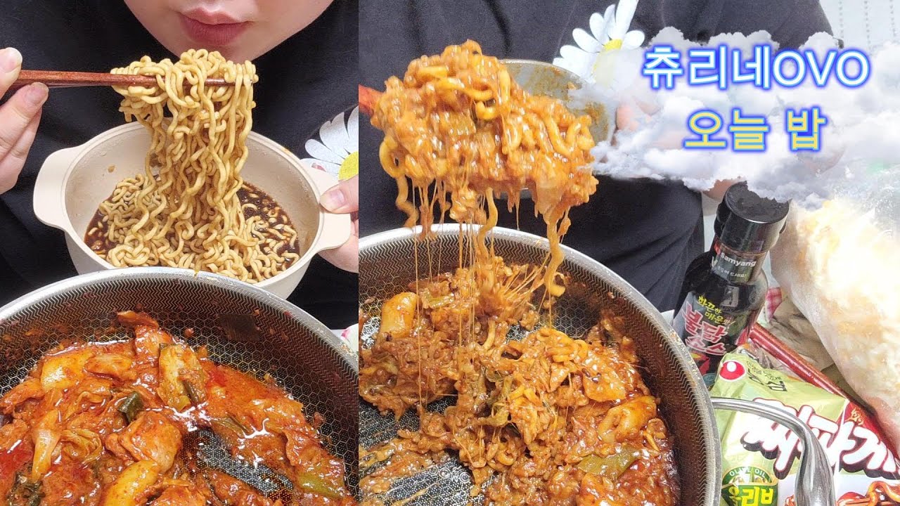 혼밥37ep) 닭갈비 2인분?? 1인분같네... 짜파게티 불닭볶음밥 ㅣ클스마스동물뮤비