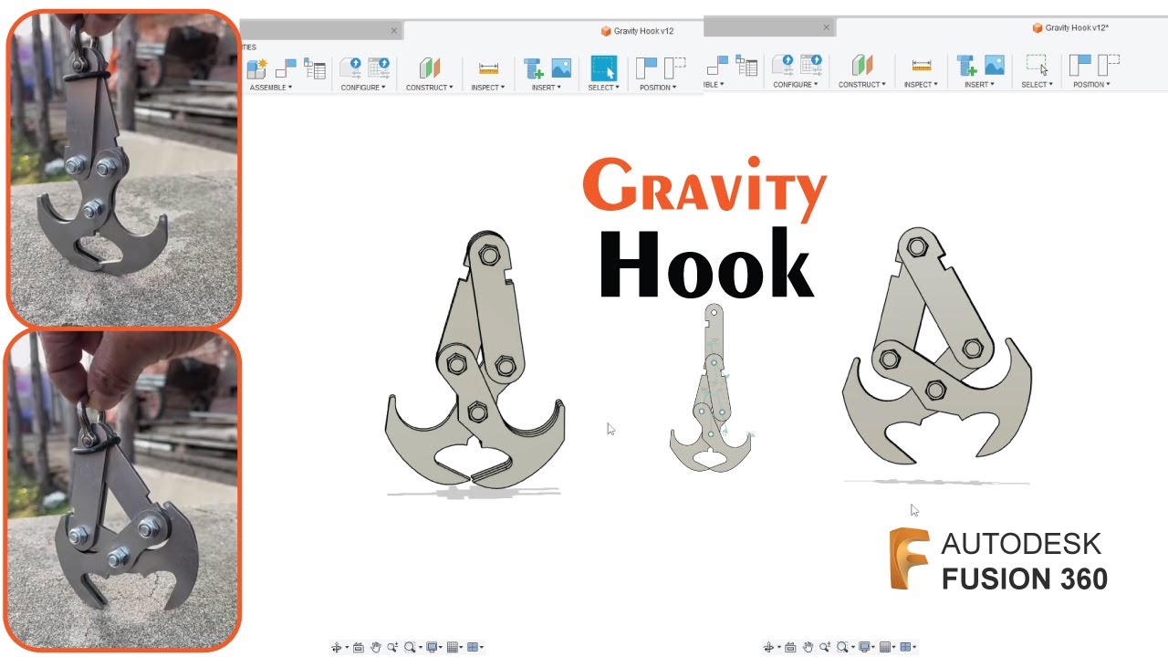 How to Design Gravitational Hook in Autodesk Fusion 360 | Mechanism Designing Tutorial