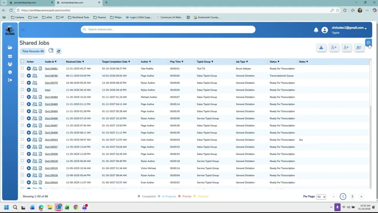 Northland & Companies | ECMS Typist Application Walkthrough