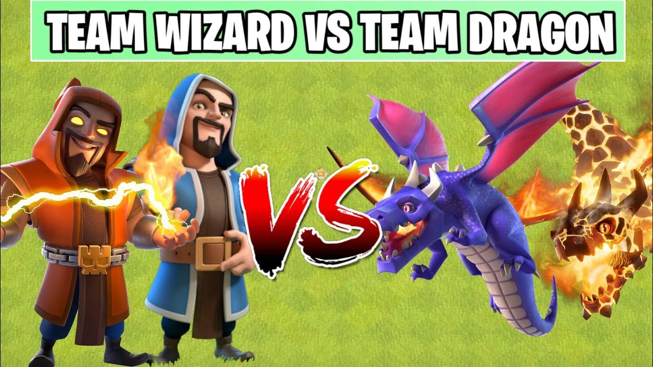 Wizard Team Vs Dragon Team Gameplay | Epic Duel | Clash Of Clans