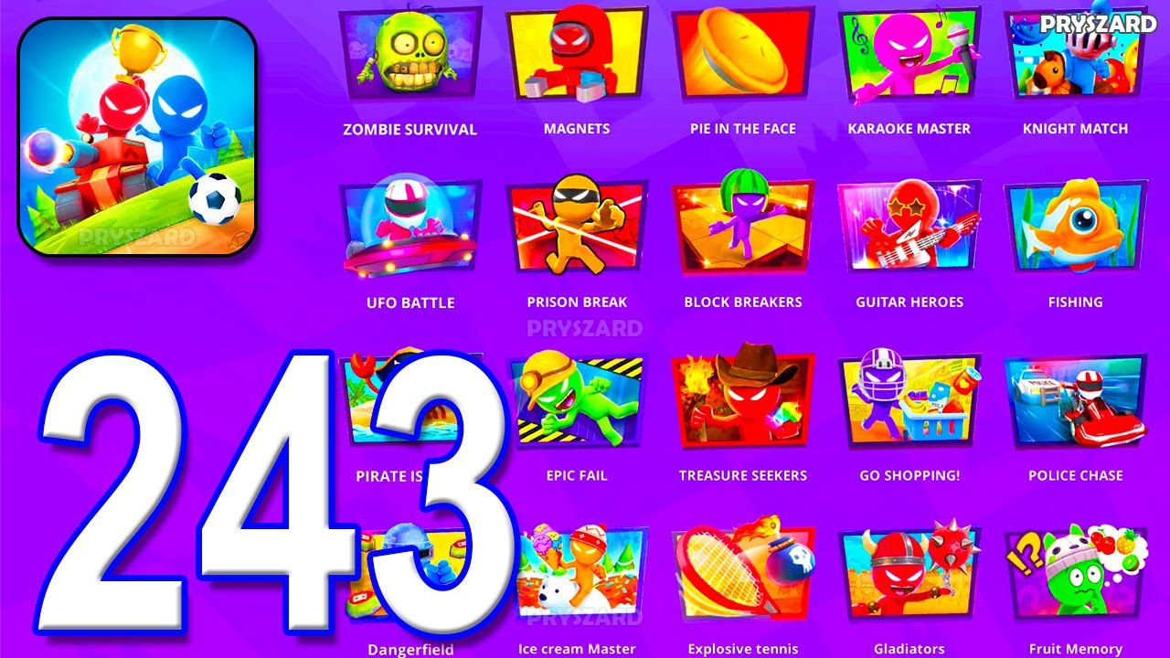 Stickman Party - Gameplay Part 243 Random Funny MiniGames 1 2 3 4 Plyer Free New Update Adventure