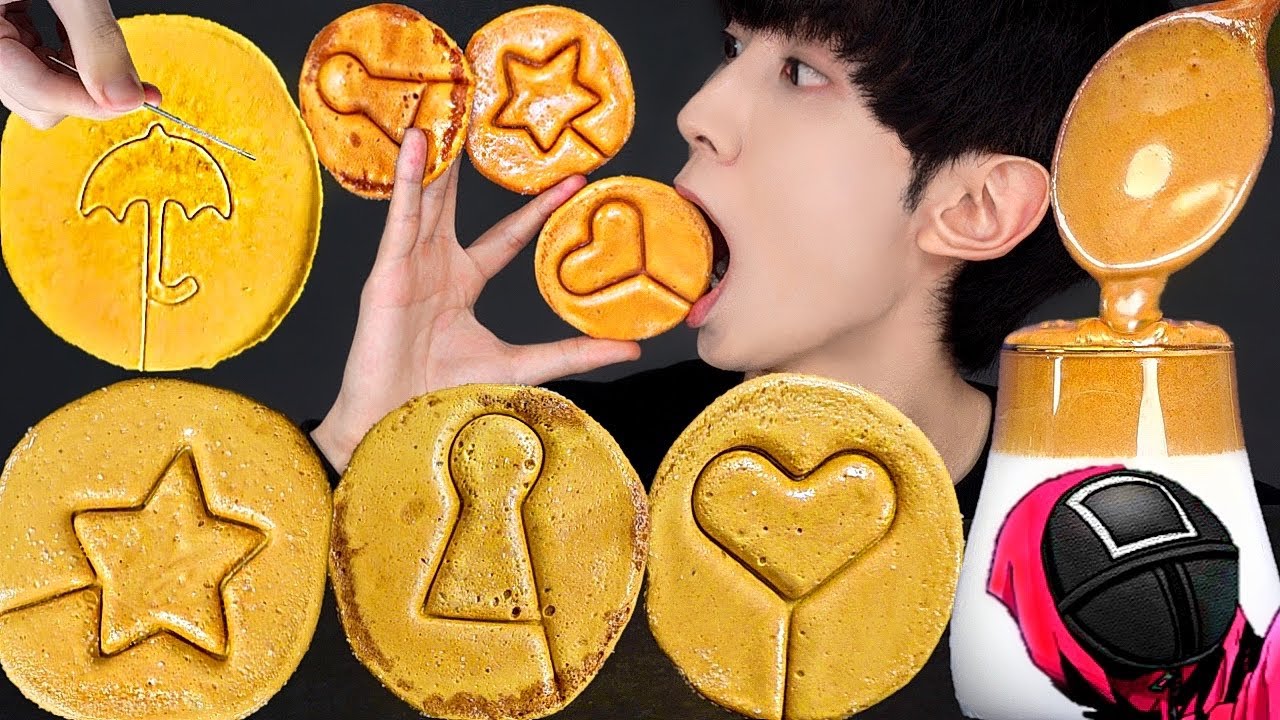 ASMR MUKBANG | 직접 만든 오징어게임 달고나 먹방 DALGONA SQUID GAME CHALLENGE RECIPE DESSERT CANDY EATING SOUNDS