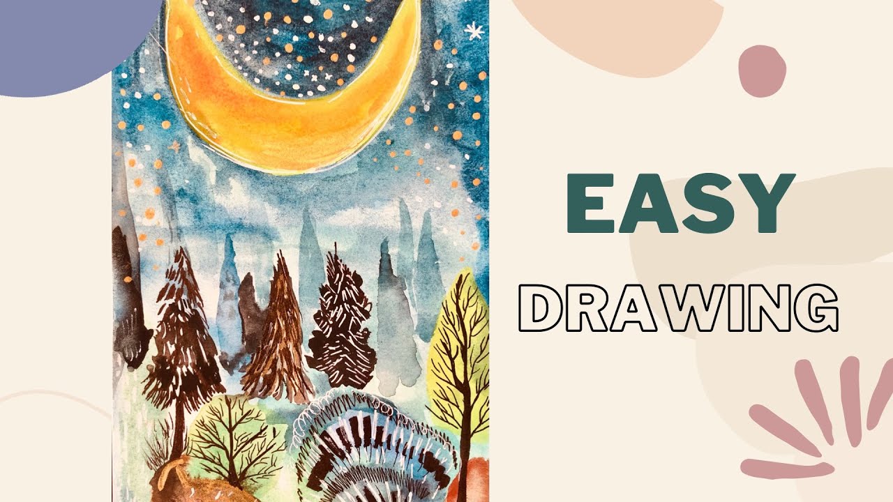 رسم تكوينات جمالية | تعليم الرسم  بالالوان المائية للمبتدئين