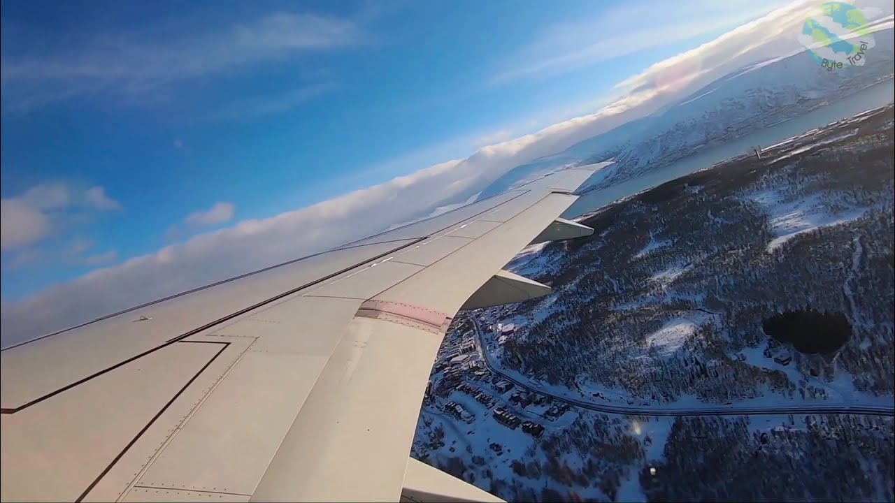 Wideroe Embraer E190-E2 Winter Morning Startup/Takeoff from Tromsø to Bergen After Snowfall