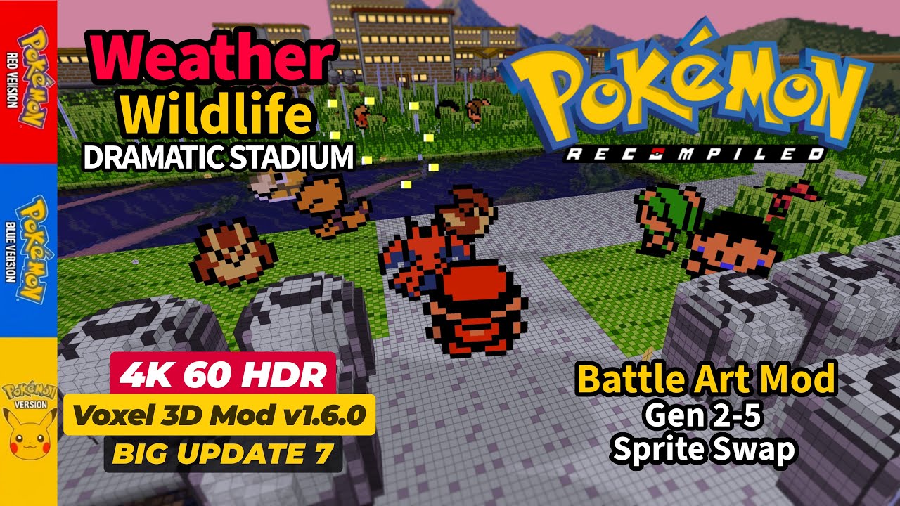Pokemon Red,Blue & Yellow | 4K HDR | 60FPS | Voxel Mod v1.60 | Wildlife & Weather | Gen1recomp 0.172